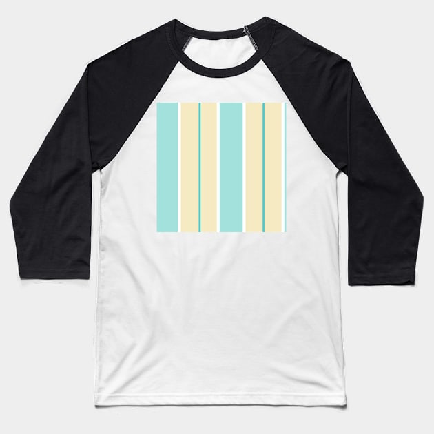 Pattern of pastel yellow and pastel blue stripes Baseball T-Shirt by colorofmagic